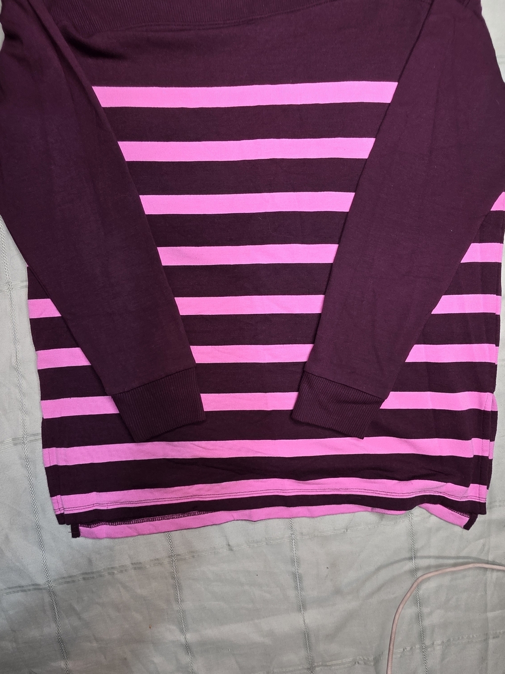 Lou & Grey Signature Soft Striped Boatneck Sweatshirt Purple Pink Small